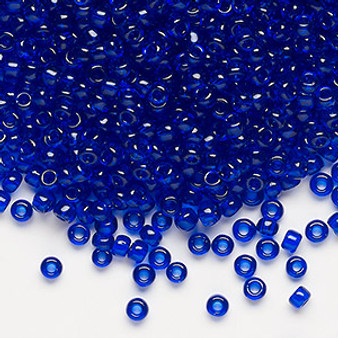 Seed bead, Dyna-Mites™, glass, transparent cobalt, #8 round. Sold per 40-gram pkg.