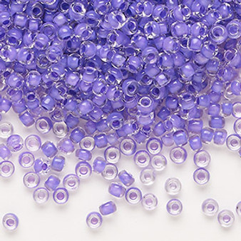 Seed bead, Dyna-Mites™, glass, translucent inside color dark lilac, #8 round. Sold per 40-gram pkg.