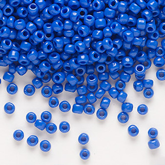 Seed bead, Dyna-Mites™, glass, opaque medium blue, #8 round. Sold per 40-gram pkg.