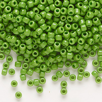 Seed bead, Dyna-Mites™, glass, opaque jade green, #8 round. Sold per 40-gram pkg.