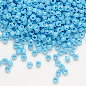 Seed bead, Dyna-Mites™, glass, opaque aqua blue, #8 round. Sold per 40-gram pkg.