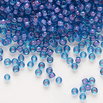 Seed bead, Dyna-Mites™, glass, translucent inside color blue lilac, #8 round. Sold per 40-gram pkg.