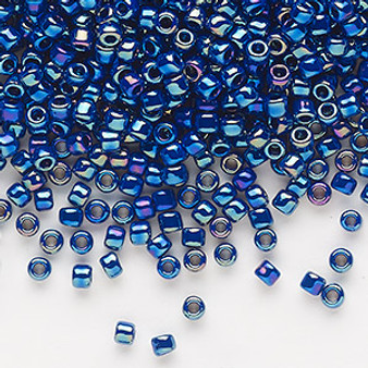 Seed bead, Dyna-Mites™, glass, opaque rainbow cobalt, #8 round. Sold per 40-gram pkg.