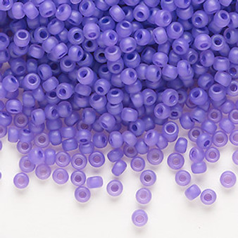 Seed bead, Dyna-Mites™, glass, transparent purple matte, #8 round. Sold per 40-gram pkg.