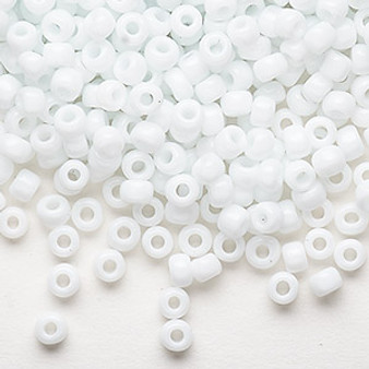 Seed bead, Dyna-Mites™, glass, opaque white, #6 round. Sold per 40-gram pkg.