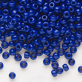 Seed bead, Dyna-Mites™, glass, opaque navy blue, #6 round. Sold per 40-gram pkg.