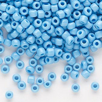 Seed bead, Dyna-Mites™, glass, opaque light blue, #6 round. Sold per 40-gram pkg.