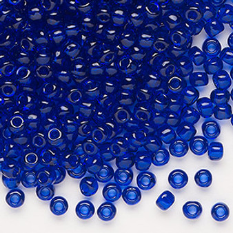 Seed bead, Dyna-Mites™, glass, transparent cobalt, #6 round. Sold per 40-gram pkg.