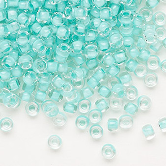 Seed bead, Dyna-Mites™, glass, translucent inside color sea foam, #6 round. Sold per 40-gram pkg.