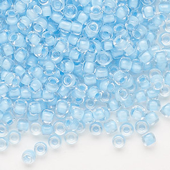 Seed bead, Dyna-Mites™, glass, translucent inside color light aqua, #6 round. Sold per 40-gram pkg.