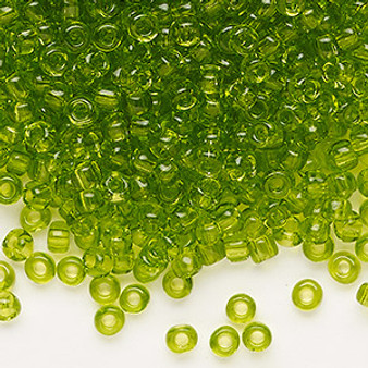 Seed bead, Dyna-Mites™, glass, transparent light green, #6 round. Sold per 40-gram pkg.