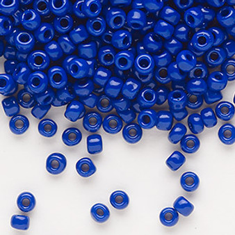 Seed bead, Dyna-Mites™, glass, opaque dark blue, #6 round. Sold per 40-gram pkg.