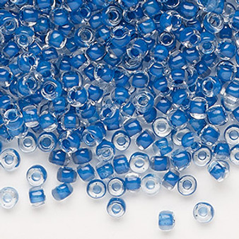 Seed bead, Dyna-Mites™, glass, translucent inside color cobalt, #6 round. Sold per 40-gram pkg.