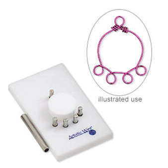 Jig, Artistic Wire® Findings Forms™, Beadalon®, large connector, acrylic / steel / stainless steel, white and blue, 2 x 1-1/4 inch rectangle. Sold per 2-piece set.