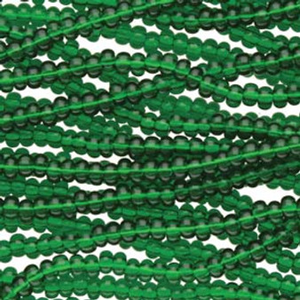 LAST STOCK: Seed bead, Preciosa Ornela, Czech glass, Transparent Green (50060), #11 round. Sold per hank.