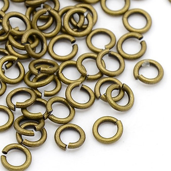 Brass Open Jump Rings, Ant Bronze, 4x0.8mm, 20 Gauge, Inner Diameter: 2.4mm (10gms - approx 240)