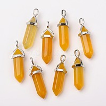 Gemstone Pendant - Double Pointed - Natural Yellow Agate - 5 pack