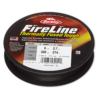 Thread, Berkley® FireLine®, high-modulus polyethylene, 8-fiber braid, smoke, 0.15mm diameter, 6-pound test. Sold per 300-yard spool.