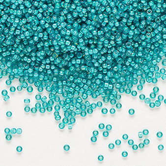 15-3765 - 15/0 - Miyuki - Translucent White Lined Luster Teal - 8.2gms Vial Glass Round Seed Beads