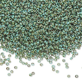15-4514 - 15/0 - Miyuki - Opaque Picasso Turquoise Blue - 8.2gms Vial Glass Round Seed Beads