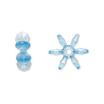 Bead, acrylic, transparent light blue, 14x5mm paddle wheel. Sold per pkg of 500.