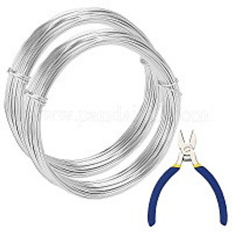 Aluminum Wire and Iron Side-Cutting Pliers, Silver, 20 Gauge, 1mm, 10m/roll, 2rolls/set