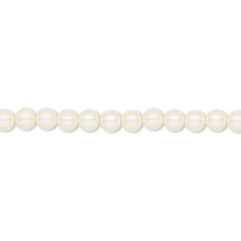 Pearl, Preciosa Czech crystal, pearlescent cream, 4mm round. Sold per pkg of 50.