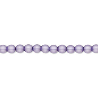 Bead, Czech pearl-coated glass druk, opaque matte lavender, 4mm round. Sold per 15-1/2" to 16" strand.