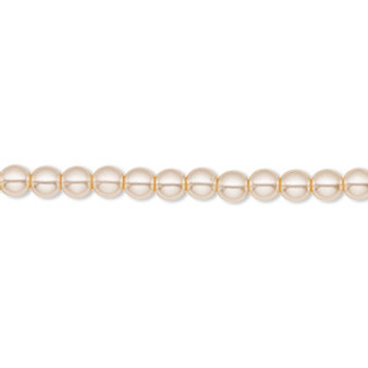 Bead, Czech pearl-coated glass druk, opaque champagne, 4mm round. Sold per 15-1/2" to 16" strand.