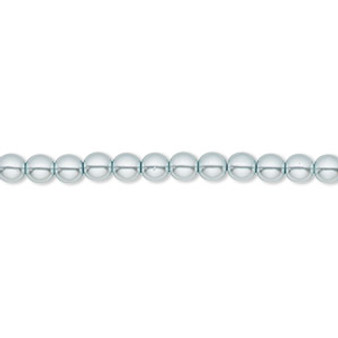 Bead, Czech pearl-coated glass druk, opaque light blue, 4mm round. Sold per 15-1/2" to 16" strand.
