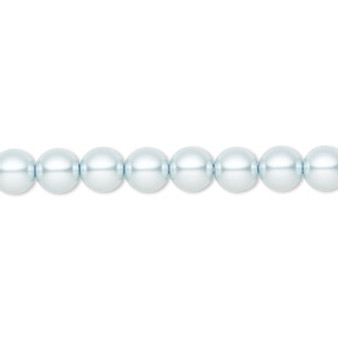 Pearl, Preciosa Czech crystal, light blue, 6mm round. Sold per pkg of 25.