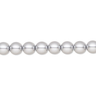 Pearl, Preciosa Czech crystal, light grey, 6mm round. Sold per pkg of 25.