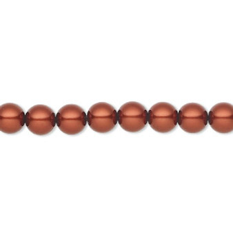 Pearl, Preciosa Czech crystal, dark copper, 6mm round. Sold per pkg of 25.