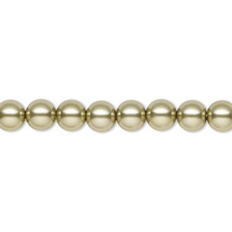 Pearl, Preciosa Czech crystal, light green, 6mm round. Sold per pkg of 25.