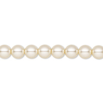 Pearl, Preciosa Czech crystal, creamrose, 6mm round. Sold per pkg of 25.