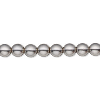 Bead, Czech pearl-coated glass druk, opaque grey, 6mm round. Sold per 15-1/2" to 16" strand.