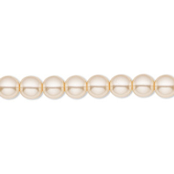 Bead, Czech pearl-coated glass druk, opaque champagne, 6mm round. Sold per 15-1/2" to 16" strand.