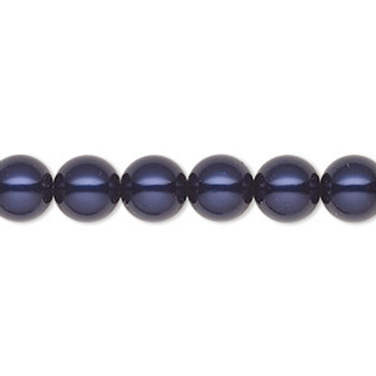 Pearl, Preciosa Czech crystal, dark blue, 8mm round. Sold per pkg of 25.