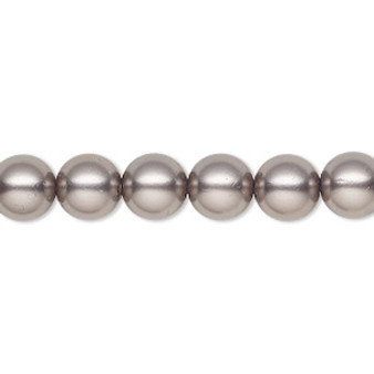 Pearl, Preciosa Czech crystal, dark grey, 8mm round. Sold per pkg of 25.