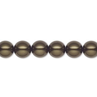 Pearl, Preciosa Czech crystal, dark green, 8mm round. Sold per pkg of 25.