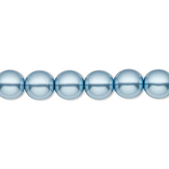 Bead, Czech pearl-coated glass druk, opaque sky blue, 8mm round. Sold per 15-1/2" to 16" strand.