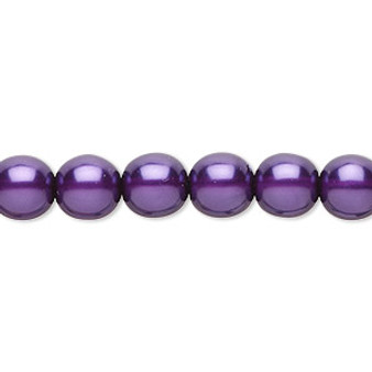Bead, Czech pearl-coated glass druk, purple, 8mm round. Sold per 15-1/2" to 16" strand.