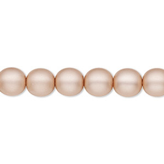 Bead, Czech pearl-coated glass druk, opaque matte pale rose, 8mm round. Sold per 15-1/2" to 16" strand.