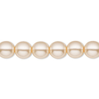 Bead, Czech pearl-coated glass druk, opaque champagne, 8mm round. Sold per 15-1/2" to 16" strand.
