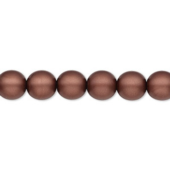 Bead, Czech pearl-coated glass druk, opaque matte mocha, 8mm round. Sold per 15-1/2" to 16" strand.