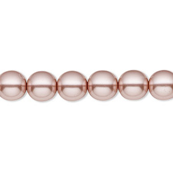 Bead, Czech pearl-coated glass druk, opaque dusty light rose, 8mm round. Sold per 15-1/2" to 16" strand.