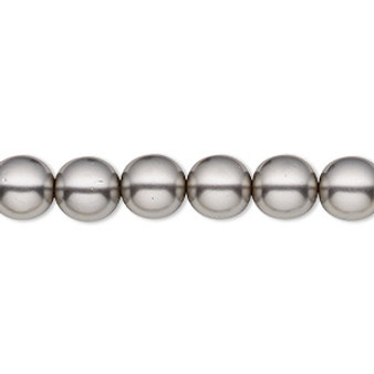 Bead, Czech pearl-coated glass druk, opaque grey, 8mm round. Sold per 15-1/2" to 16" strand.
