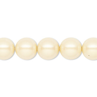Pearl, Preciosa Czech crystal, pearlescent yellow, 10mm round. Sold per pkg of 10.