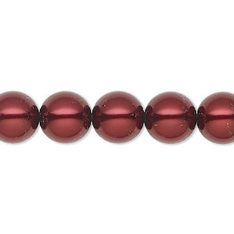 Pearl, Preciosa Czech crystal, bordeaux, 10mm round. Sold per pkg of 10.