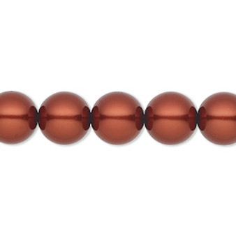 Pearl, Preciosa Czech crystal, dark copper, 10mm round. Sold per pkg of 10.